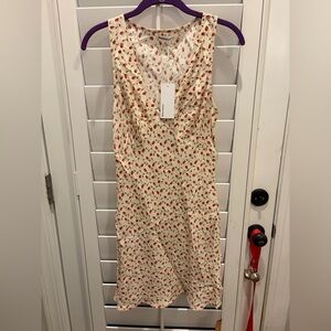 Reformation Ivory and Scarlet Floral Midi Dress NWT Calix Dress